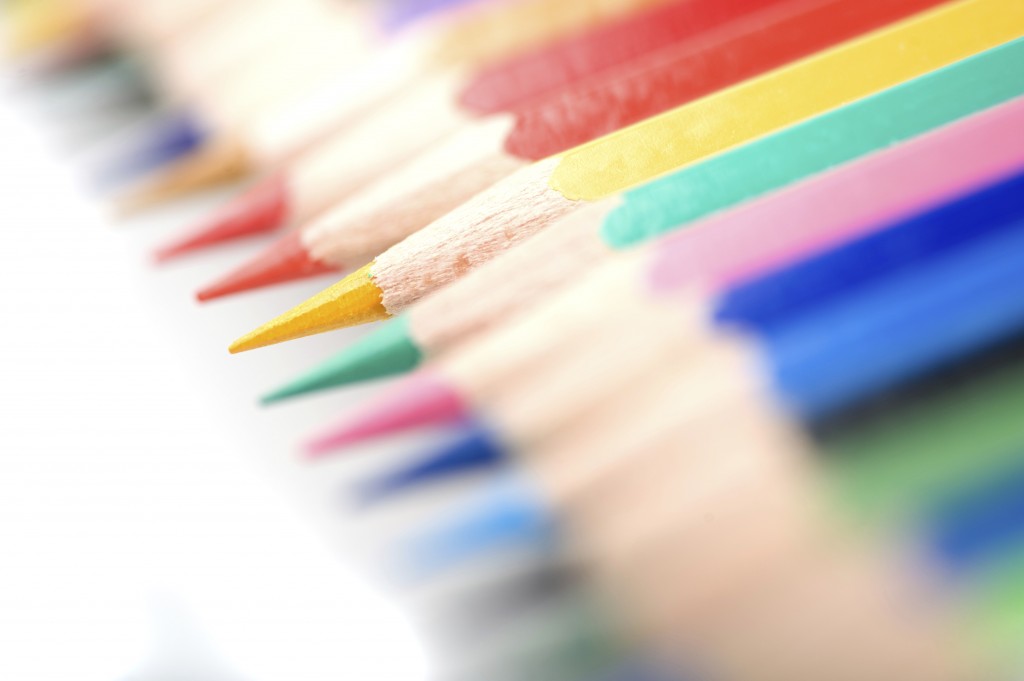 Beautiful color pencils on a white background