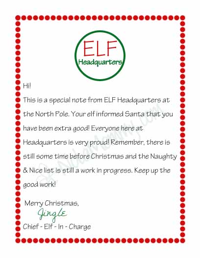 Elf on the Shelf Letter